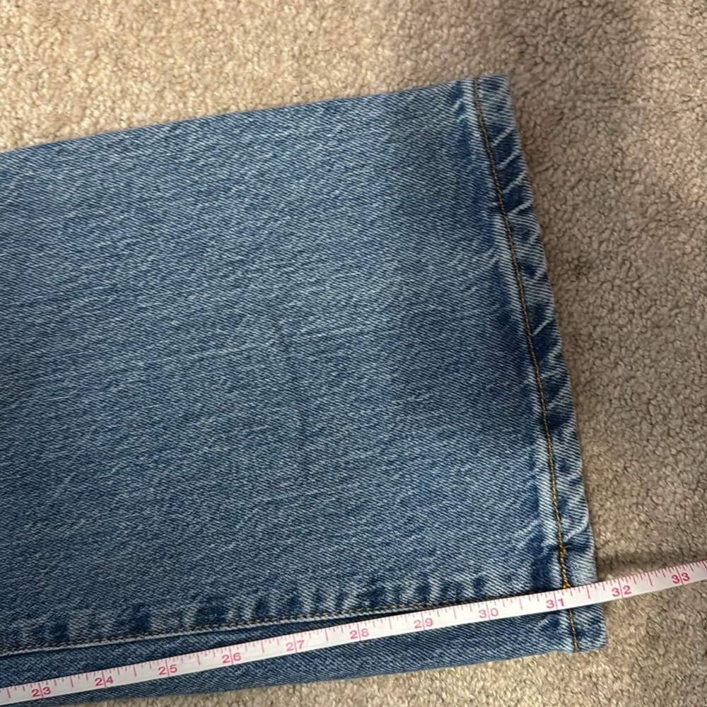 BDG Stretch High Rise Flare Medium Washed Denim Jeans distressed Size 27 - Picture 9 of 13